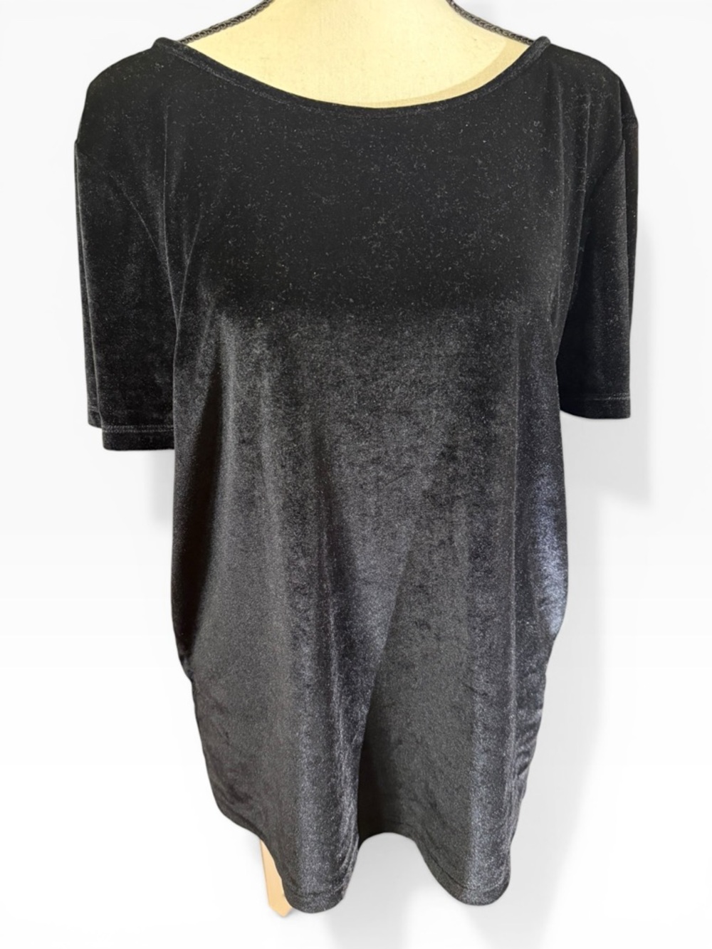 REISS Black Velvet Short-Sleeve Women’s Top